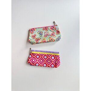 New Lot of 2 CLINIQUE Printed Fabric Toiletry Cosmetic Bag